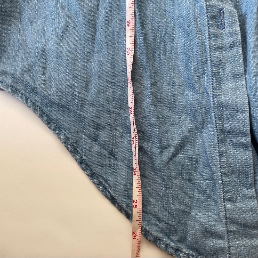 Madewell Blue Short Sleeve Tie Bottom Boxy Button Down Shirt - Picture 10 of 14